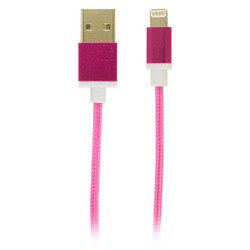 Reviver Mobile 3" USB to Lightning Fabric Charge and Sync Braided Cable, Pink