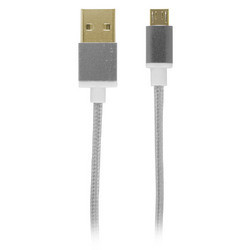 Reviver Mobile 3" USB to MicroUSB Fabric Charge and Sync Braided Cable, Silver