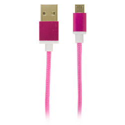 Reviver Mobile 3" USB to MicroUSB Fabric Charge and Sync Braided Cable, Pink