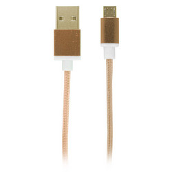 Reviver Mobile 3" USB to MicroUSB Fabric Charge and Sync Braided Cable, Gold