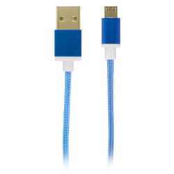 Reviver Mobile 3" USB to MicroUSB Fabric Charge and Sync Braided Cable, Blue