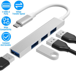 Type C to USB 3.0 Hub USB-C 4 Port USB C Adapter Expander